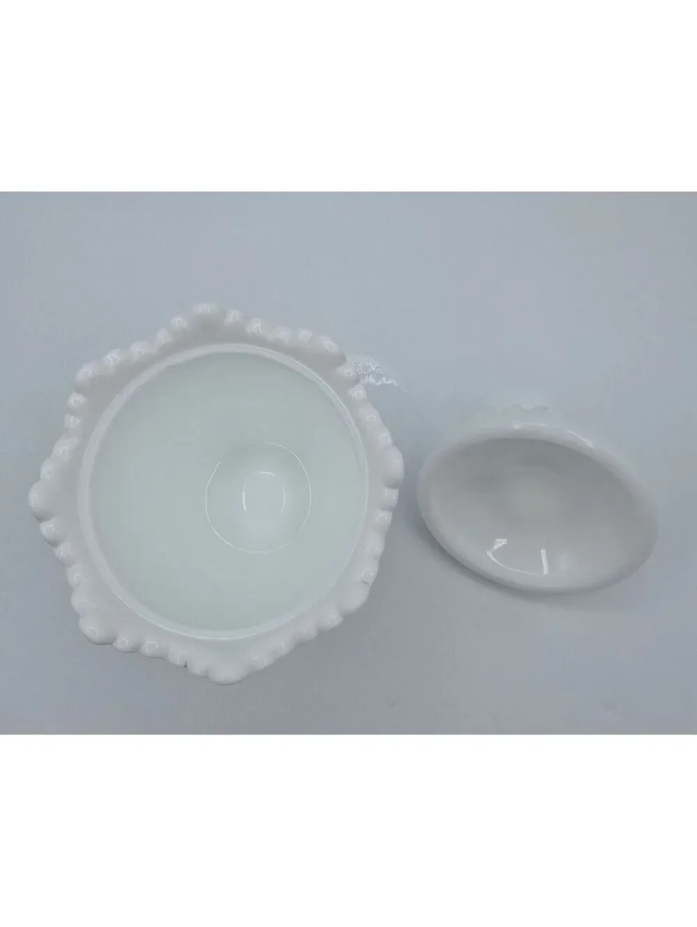 Vintage Fenton White Milk Glass Hobnail Lidded Jar with Finial MCM